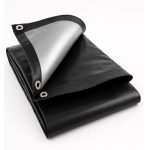 270gsmBlackSilverHeavyDutyTarpaulin WaterproofUVResistantTarpaulinwithReinforcedCorners