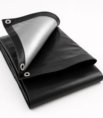 270gsmBlackSilverHeavyDutyTarpaulin WaterproofUVResistantTarpaulinwithReinforcedCorners