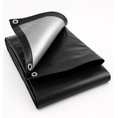 270gsmBlackSilverHeavyDutyTarpaulin WaterproofUVResistantTarpaulinwithReinforcedCorners