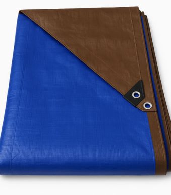 UVProtectedHeavyDutyTarpaulin185gsmBrownandBlueOutdoorCoverforWeatherProtection