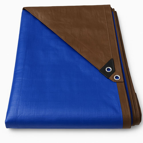 UVProtectedHeavyDutyTarpaulin185gsmBrownandBlueOutdoorCoverforWeatherProtection