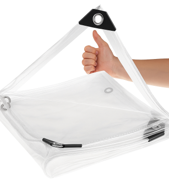 430gsmClearPVC TarpaulinHeavyDuty WaterproofSheetwithEyelets