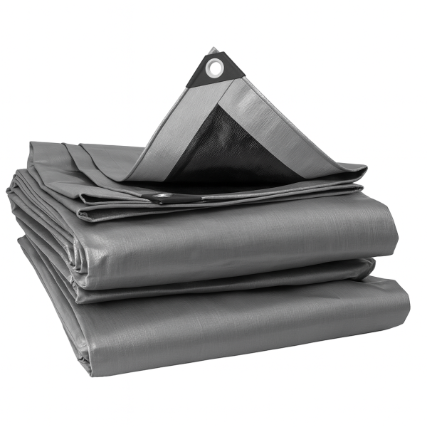 Silver & Black 300gsm Supergrade Tarpaulin – Heavy Duty Reinforced Waterproof Cover