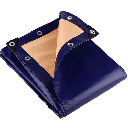UVProtectedBlueAndBeigeHeavyDutyTarpaulin350gsmExtraHeavyDutyTarpSheetforOutdoorandIndustrialUse