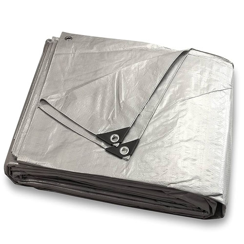 UVResistantSilverBlackTarpaulin105GSMDurableWaterproofTarpaulinCover